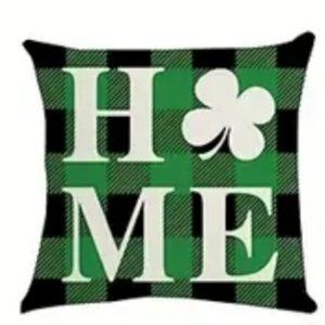 NEW ST PATRICK'S DAY BUFFALO CHECK PLAID HOME SHAMROCK PILLOW COVER 17.7"